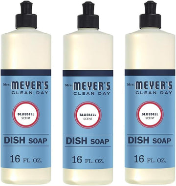 Mrs. Meyer's Clean Day Dishwashing Liquid Dish Soap, Cruelty Free Formula, Bluebell Scent, 16 Ounce (Pack of 3)