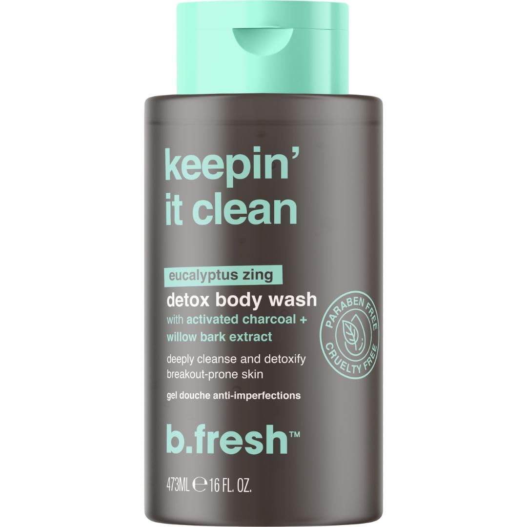 B.TAN b.fresh Eucalyptus Body Wash | Keepin' It Clean - Deep Cleansing Detox Body Wash w/Activated Charcoal, Cruelty Free, Paraben Free, Skin Loving Ingredients, 16 Fl Oz