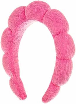 Yes Studio Self-Care Make-Up Pink Croissant Headband Cloud Towelling Soft For Spa Day