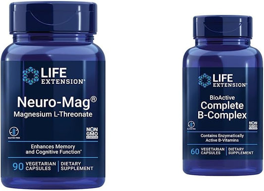 Life Extension Neuro-mag Magnesium L-threonate and Bioactive Complete B-complex for Brain, Heart, and Nerve Support : Health & Household