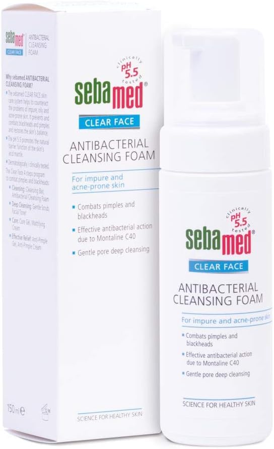 Sebamed Clear Face Anti-Bacterial Cleansing Foam | 150Ml | Ph5.5 Value | For Impure & Acne Prone Skin | Combats Pimples & Blackheads