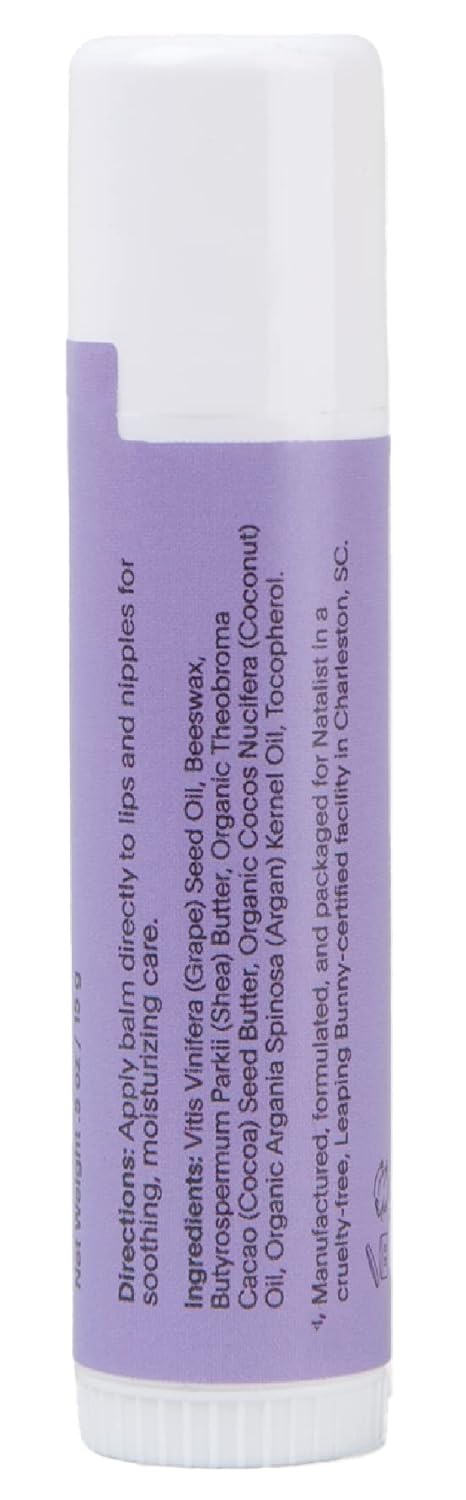 Natalist Nip & Lip Balm Stick Moisturizer for Pregnant & Breastfeeding Moms Nourishing Formula Helps Relieve Dry, Sore, Chapped or Cracked Nipples - Unscented, Lanolin-Free - .5 oz