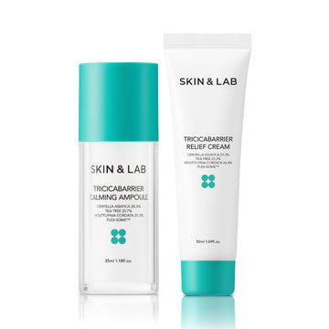 Skin&Lab Cica & Tea Tree & Heartleaf Skincare Set For Acne-Prone, Sensitive Skin : Includes Calming Ampoule And Cream