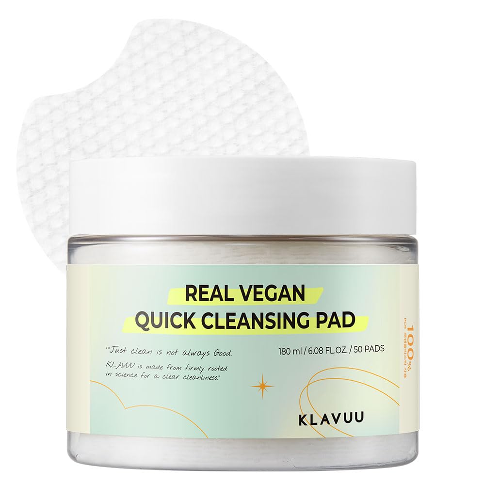 Real Vegan Quick Cleansing Pad – Gentle Makeup Remover, Deep Pore Cleansing, Soothing & Moisturizing Formula, Hypoallergenic, Ideal For Sensitive Skin – 50Counts