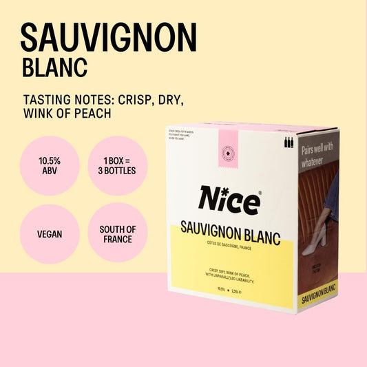Nice Sauvignon Blanc, Wine In A Box, Crisp, French White Wine From Côtes De Gascogne, Stays Fresh For 6 Weeks, 1 X 2.25L Boxed Wine
