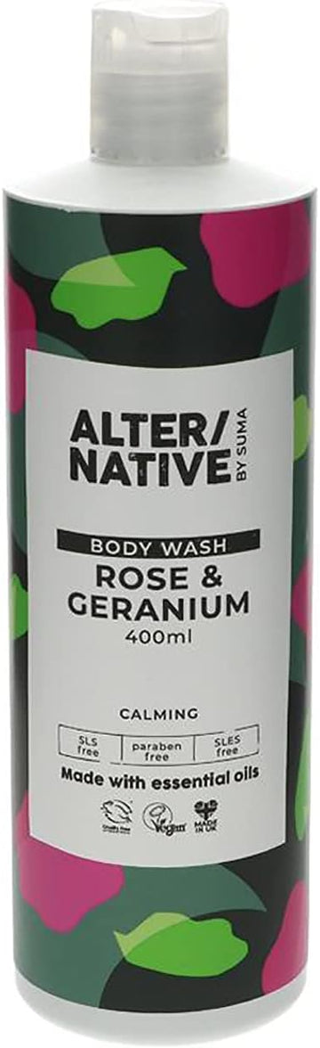 Alter/Native Natural Plant-Powered Cruelty Free Body Wash (Rose & Geranium, 400Ml)