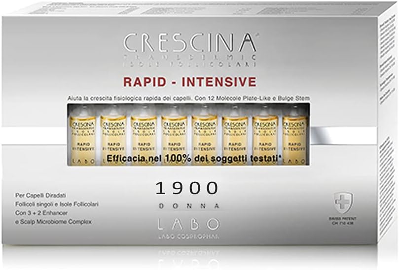 Labo Crescina Transdermic Rapid-Intensive Follicular Islands Anti Hair Loss Treatment 1900 Woman 40 Vials Anti Hair Loss Treatment