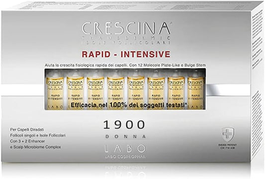 Labo Crescina Transdermic Rapid-Intensive Follicular Islands Anti Hair Loss Treatment 1900 Woman 40 Vials Anti Hair Loss Treatment