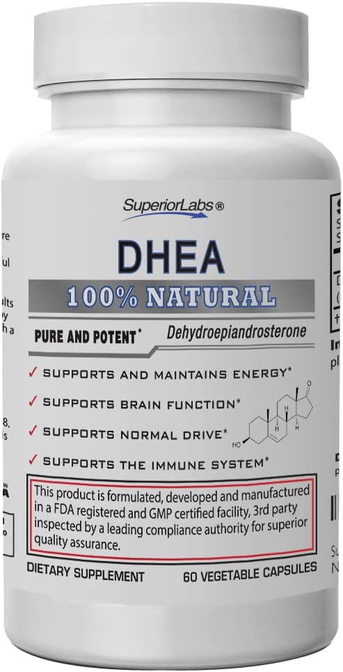 Superior Labs ? Extra Strength Natural DHEA ? Non-GMO 100 mg Dose, 60