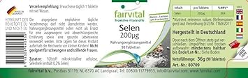 Fairvital | Selenium 200mcg from Selenium Yeast - Bulk Pack for 3 Months - HIGH Dosage - Vegan - 90 Tablets