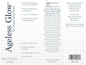 Biotrust Ageless Glow Anti Aging Moisturizer, Skin Brightening Serum With Vitamin C And Hyaluronic Acid, Plant-Based, Naturally Derived Facial Serum (1 Fl Oz.)