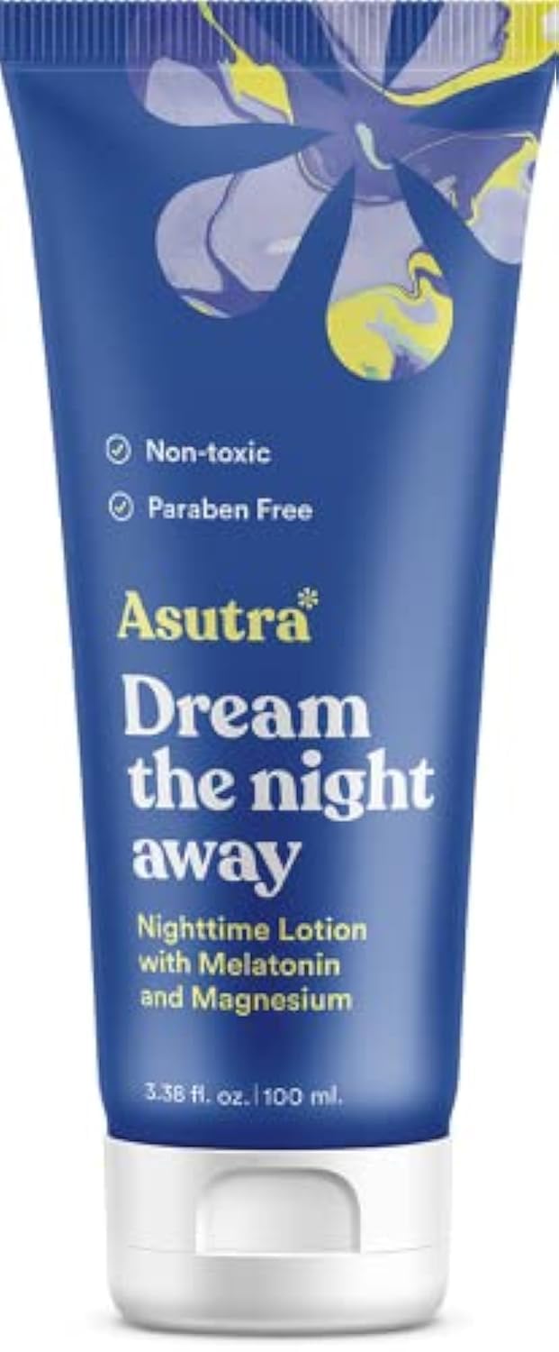 Asutra Melatonin Lotion With Magnesium, 100 Ml - With Sweet Almond Oil, Shea Butter And Lemongrass Essential Oil Aromatherapy