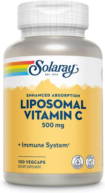 SOLARAY Liposomal Vitamin C 500mg, High Absorption Vitamin C Liposomal Blend, Healthy Immune System Function, Collagen Synthesis and Antioxidant Support, Vegan, 100 Servings, 100 VegCaps