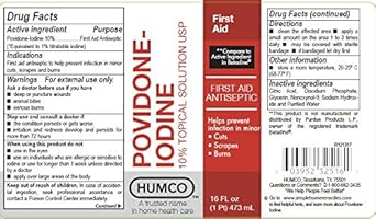 Humco 232516001 Povidone Iodine 10% Topical Solution, 16Oz