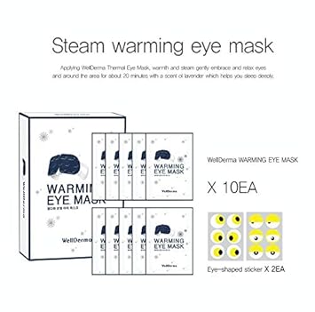 Wellderma Warming Soothing Eye Mask 10 Packs Sleep Better Fatigue Recover 20 Minutes