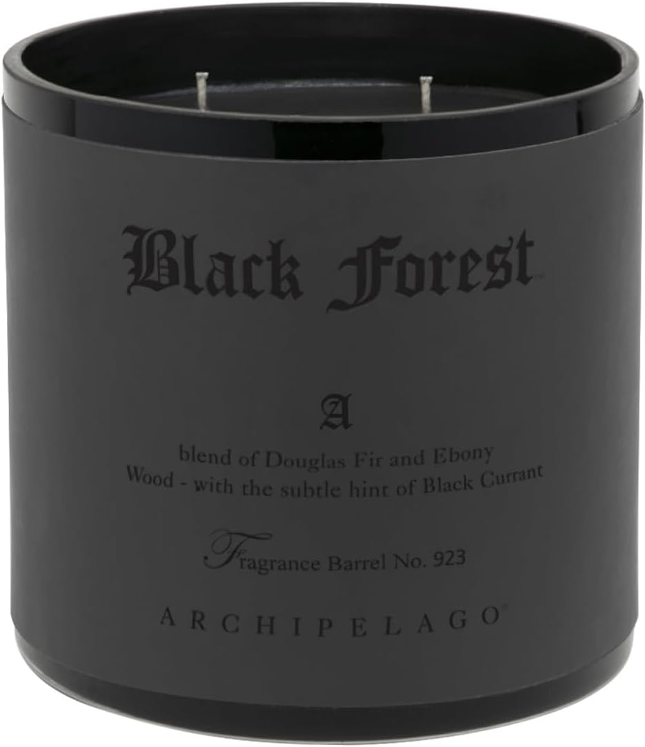 Archipelago Botanicals Black Forest 3-Wick Boxed Candle, Dark Ebony Woods, Douglas Fir and Black Currant, Premium Wax and Triple Wicks, Burns 120 Hours (23 oz)