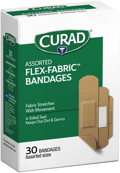 Curad Flex-Fabric Adhesive Bandages, Assorted Sizes, 30 Count