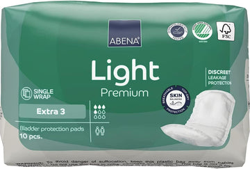 Abena Light Incontinence Pads, Eco-Labelled Women's Incontinence Pads Adults, Breathable & Comfortable With Fast Absorption & Protection, Incontinence Pads Women - Light Extra 3, 500ml, 10PK