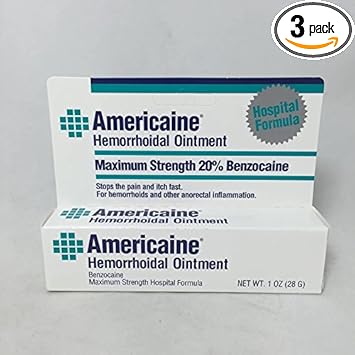 Americaine Hemorrhoidal Ointment, Maximum Strength - 1 oz (3 Pack) : Health & Household