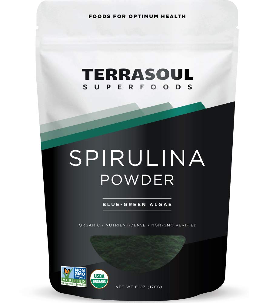 Terrasoul Superfoods Organic Spirulina Powder, 6 Oz, Vegan Protein, Green Superfood Boost For Smoothies, Detoxifying Elixirs, And Immune Support