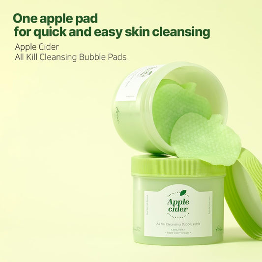 Ariul Apple Cider All Kill Cleansing Bubble Pads – Effective Pore Cleansing & Hydrating, 2-Step Dual Pads For Makeup Removal & Exfoliation, Korean Skin Care, 60 Counts, 150Ml / 5.07 Fl. Oz