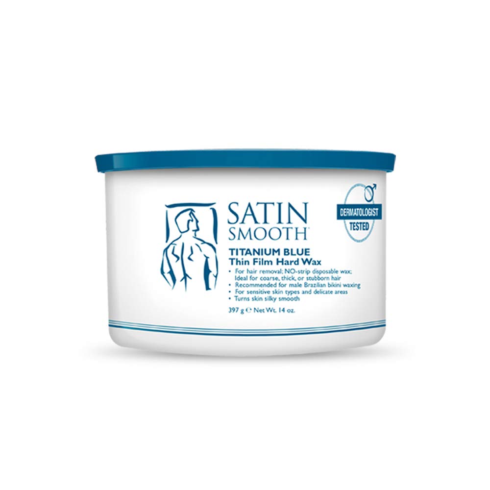 Satin Smooth Titanium Blue Thin Film Hard Wax - Hair Removal Wax, No Strip Waxing For Sensitive Skin, Ideal For Coarse, Thick, Stubborn Hair, 14Oz