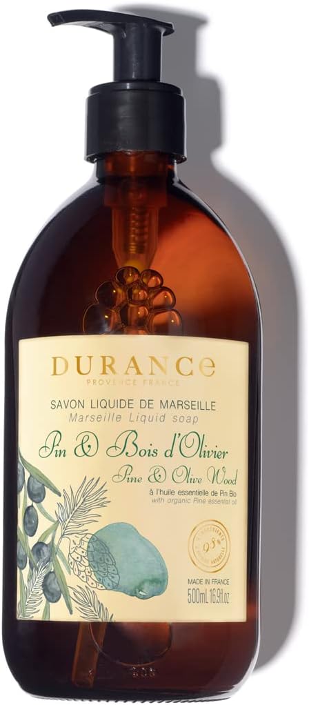 Durance Pine & Olive Wood Marseille Liquid Soap 500Ml – Paraben-Free Hand & Body Wash With Olive Oil & Red Rice Extract – Vegan Friendly Shower Gel