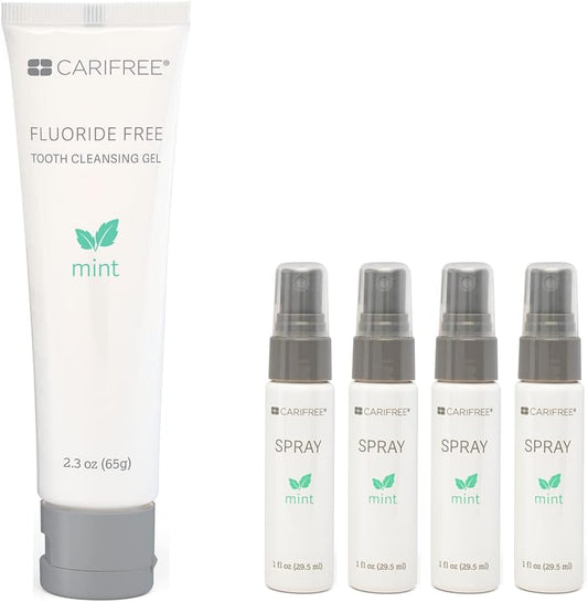 CariFree Kids Kit | CariFree Fluoride Free Gel & CariFree Spray: Neutralizes pH | Freshens Breath and Moistens Mouth | Dentist Recommended for Oral Care (1-Pack + Spray) (Mint)