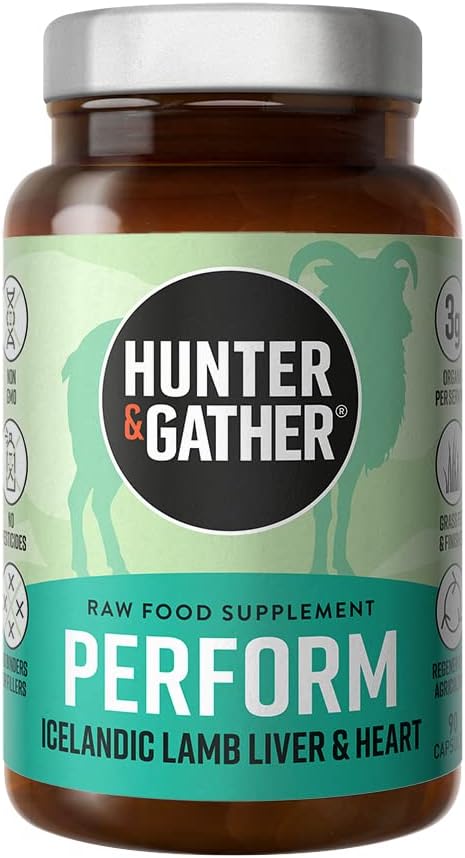 Hunter & Gather Nose To Tail - 90 Perform Capsules | Wild, Grass Fed Icelandic Lamb Ancestral Inspired Supplements| Raw Freeze-Dried Lamb | No Gmo Feeds, Antibiotics Or Hormones