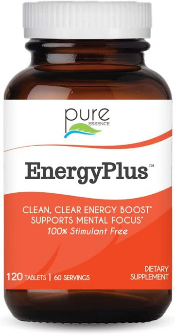 Energy Plus by Pure Essence - Caffeine Free, All Natural Herbal Energy and Focus Supplement - Smooth, No Jitters No Crash - 120 Tablets