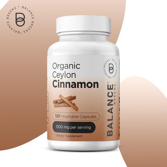 Balancebreens Organic Ceylon Cinnamon Supplement, 1200Mg, 120 Veg Capsules - Supports Digestive Health & Brain Function