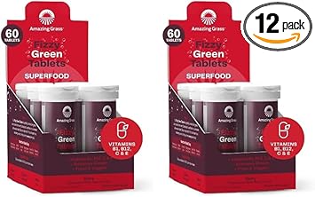 Amazing Grass Fizzy Green Tablets Superfood Berry: Green Superfood Water Flavoring Tablet With Antioxidants & Alkalizing Greens, 60 Count (Pack Of 2)