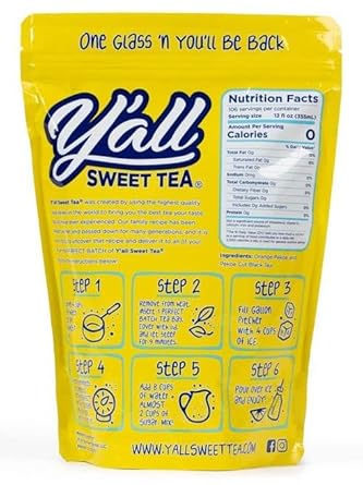 Y'All Sweet Tea - Iced Tea Bags One Gallon Size In 10 Gallons Per Pack Quick Brew Authentic Southern Ice Tea | As Seen On Shark Tank (Caffeinated)