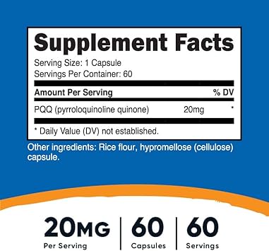 Nutricost PQQ (Pyrroloquinoline Quinone) 20mg, 60 Capsules - Vegetarian Capsules, Non-GMO, Gluten Free