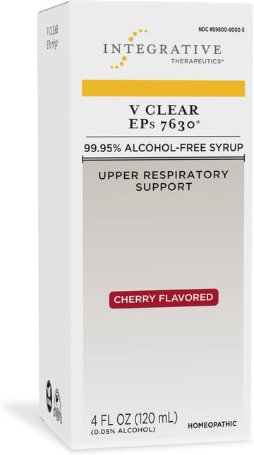 Integrative Therapeutics V Clear Eps 7630, Homeopathic Cold Medicine, Shortens Colds, Relieves Respiratory Symptoms, 99.95% Alcohol-Free Syrup, Cherry Flavored For Children And Adults, 4 Fl. Oz