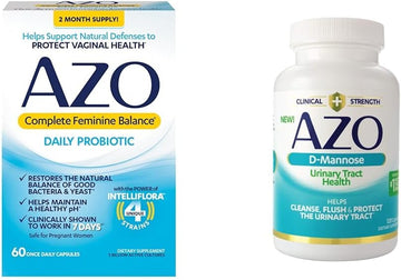 Azo Complete Feminine Balance Daily Probiotics For Women & D Mannose Urinary Tract Health, Cleanse, Flush & Protect The Urinary Tract