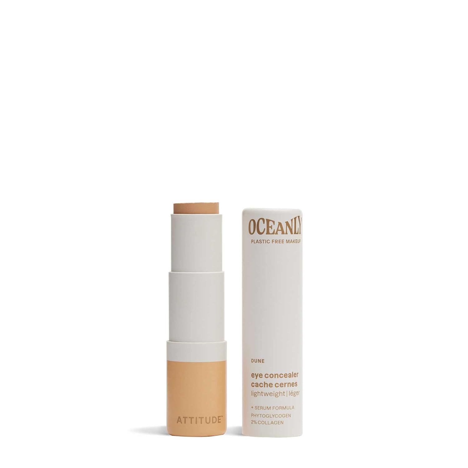 ATTITUDE Oceanly Light Coverage Under Eye Concealer Stick, Titanium Dioxide-Free, EWG Verified, Plastic-Free, Vegan & Cruelty-free Makeup, Dune, 0.2 Ounces