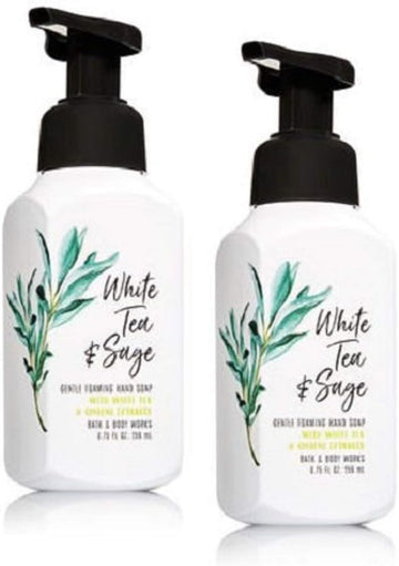 Bath & Body Works Bath And Body Works Gentle Foaming Hand Soap White Tea And Sage 8.75 Ounce (2-Pack) With Ginseng Extracts