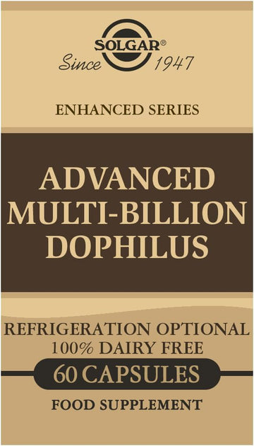 Solgar Advanced Multi-Billion Dophilus, 60 Vegetable Capsules - Supports Healthy Intestinal Flora - 5 Billion Microorganisms Per Serving - Gluten, Dairy, Lactose & Milk No - Vegetarian - 60 Servings