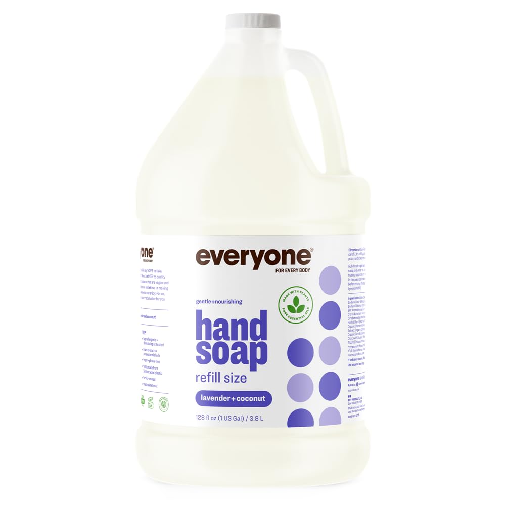 Everyone Liquid Hand Soap Refill, 1 Gallon, Lavender And Coconut, Plant-Based Cleanser With Pure Essential Oils