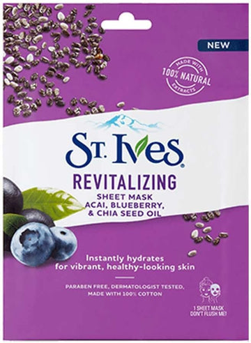 St Ives 23Ml Sheet Mask Revitalising Acai, Blueberry And Chia Seed Oil (Pack Of 3)