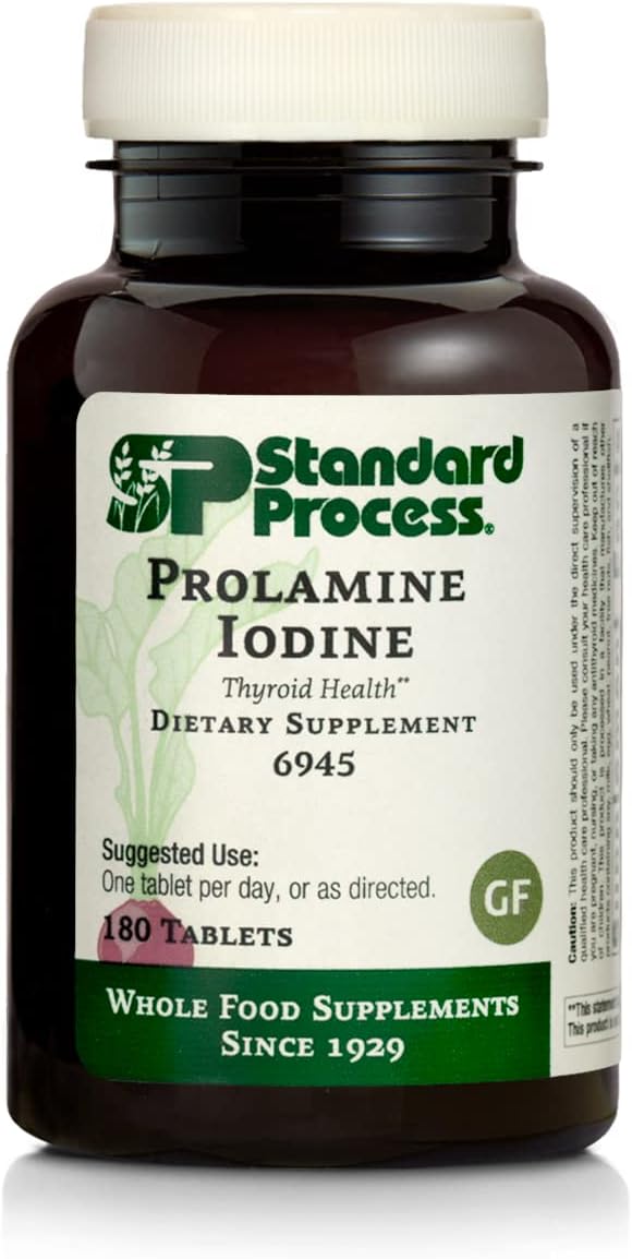Standard Process Prolamine Iodine - Thyroid Support With Prolamine Iodine, Calcium Lactate, Iodine, Calcium, And Magnesium Citrate - 180 Tablets