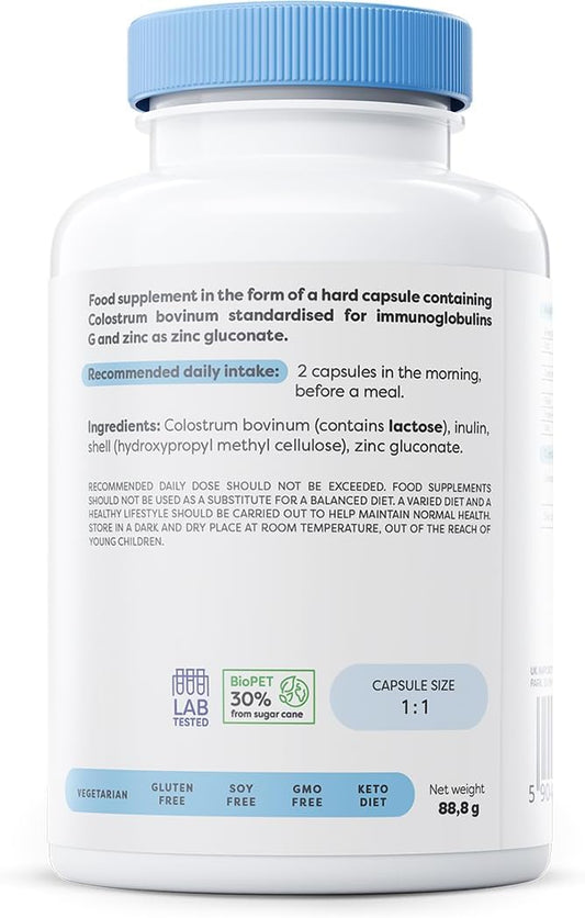 Osavi Colostrum Immuno 800Mg – 60 Capsules | Bovine Colostrum With 18% Immunoglobulins G And Highly Absorbable Zinc Gluconate