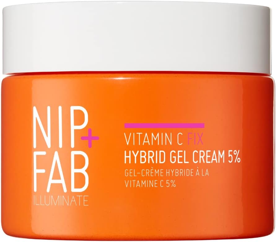 Nip+Fab Vitamin C Fix Hybrid Gel Cream 5%, 50Ml, Advanced Triple-Action 5% Vitamin C Complex, Boosted With Ferulic Acid & Niacinamide, Radiant, Even-Toned Skin, Weightless Formula
