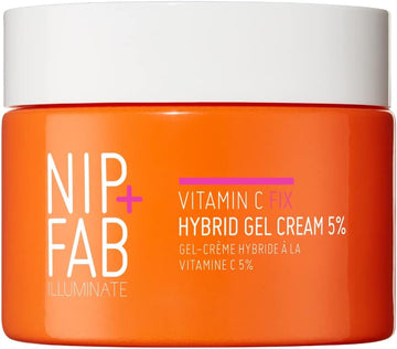 Nip+Fab Vitamin C Fix Hybrid Gel Cream 5%, 50Ml, Advanced Triple-Action 5% Vitamin C Complex, Boosted With Ferulic Acid & Niacinamide, Radiant, Even-Toned Skin, Weightless Formula