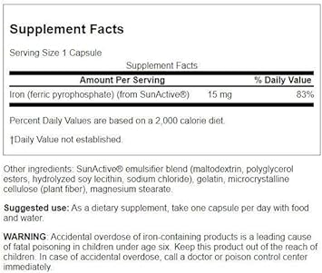 Swanson Sunactive Non-Irritating Iron 15 Milligrams 90 Capsules