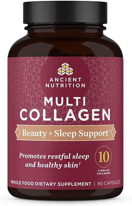 Ancient Nutrition Collagen Pills For Hair, Skin And Nails, Beauty + Sleep 90 Ct, Collagen Supplement + Magnesium, Supports Skin And Nails, Sleep, Paleo And Keto Friendly, Gluten Free