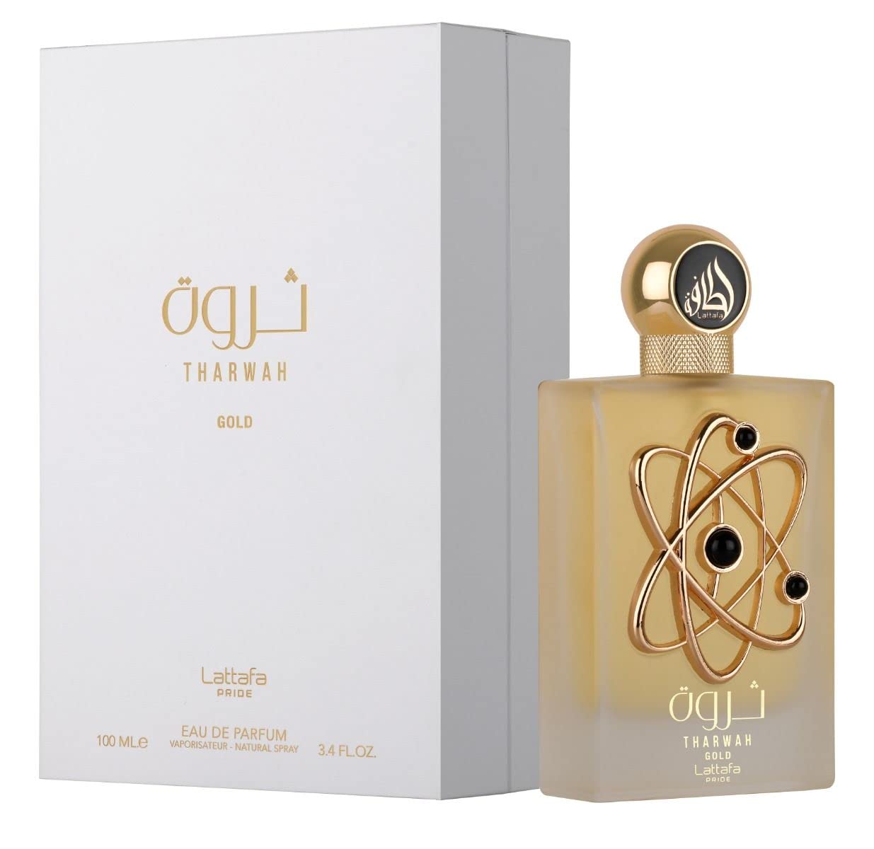Lattafa Perfumes Tharwah Gold For Unisex Eau De Parfum Spray, 3.4 Ounce