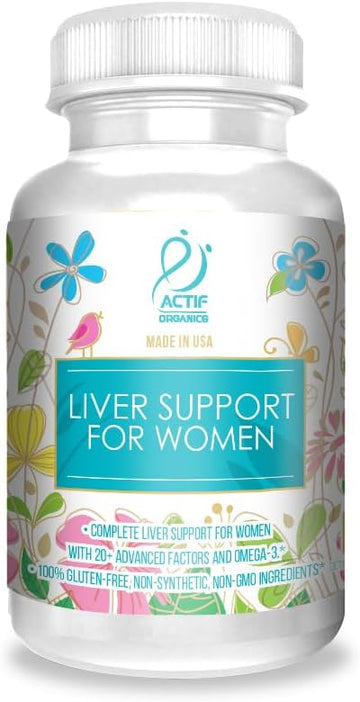 Actif Liver Support For Women With 20+ Advanced Factors And Omega-3 - Non Gmo, Made In Usa, 90 Count