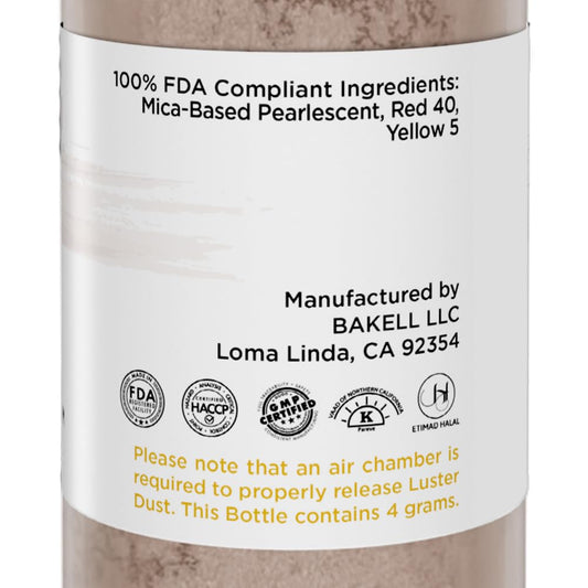 Luster Dust - Classic Blue (4G 1X Pump) | Edible Vegan Dust & Paint For Cake Decorating, Ice Cream, Desserts, Cocktails And Beverages By Bakell